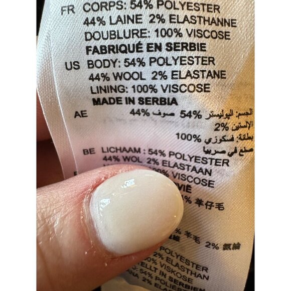 Sandro Coat Women Medium Black Wool Blend Double Breasted Trench Overcoat Luxury - Picture 12 of 13